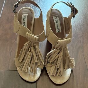 Steve Madden Beige Tassel Sandals